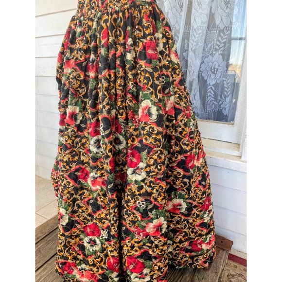Vintage 1960s Puffy Crinoline Maxi Skirt Metallic Floral - Picture 11 of 15